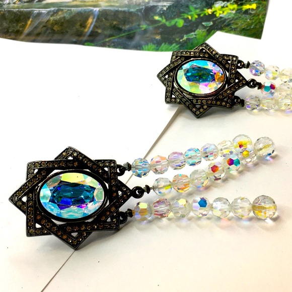 YSL Yves Saint Laurent AB faceted crystal runway clip earrings. Ysl jewelry rare - Picture 2 of 8